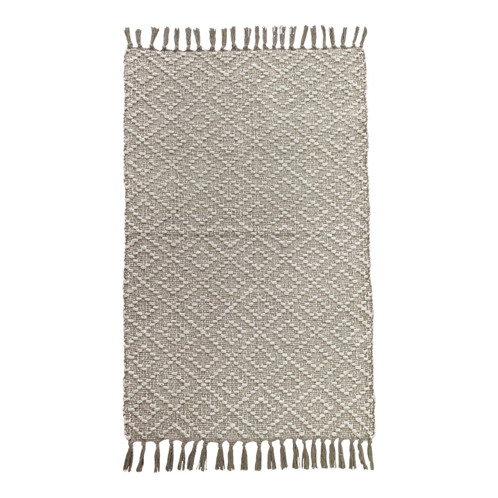 Alfombra Beige Con Flecos 60X90Cm