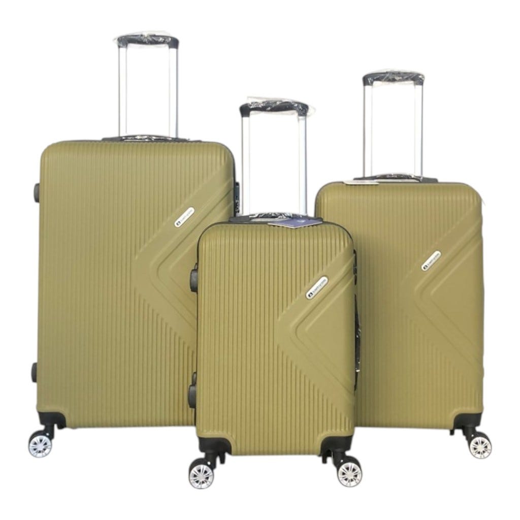 Set De 3 Maletas Abs Verde Con Doble Ruedas
