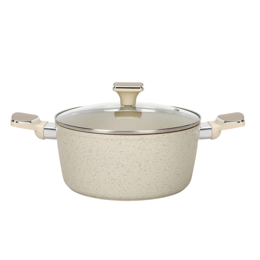 Cacerola Beige Con Tapa De Cristal 24Cm