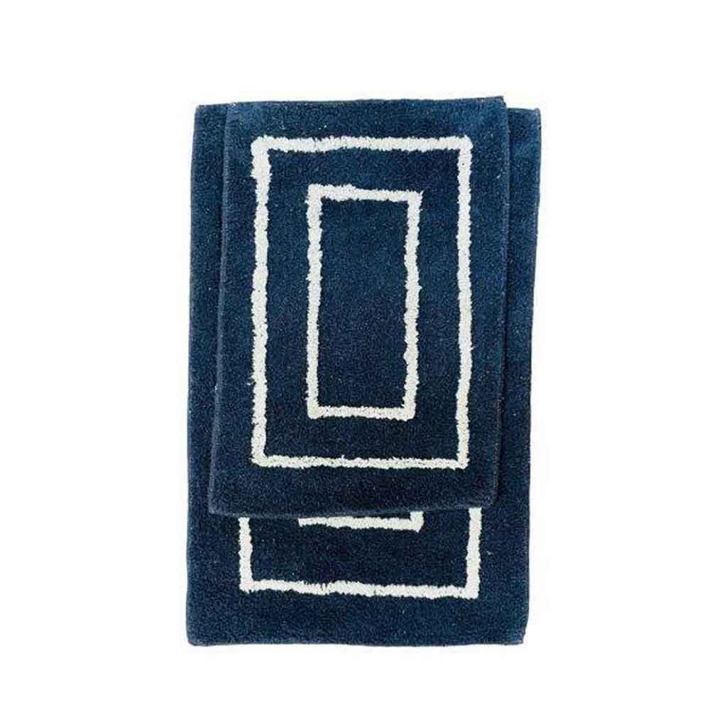 Set De 2 Pcs Alfombra Azul Con Detalles 42X60Cm-52X80Cm