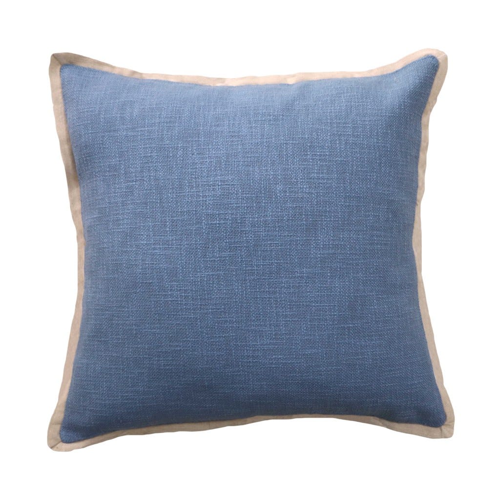 Cojín Azul Con Borde Crema 50X50Cm