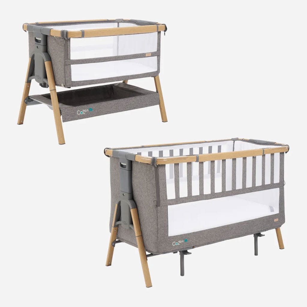Cuna Xl Cozee Roble Y Carbón Tutti Bambini