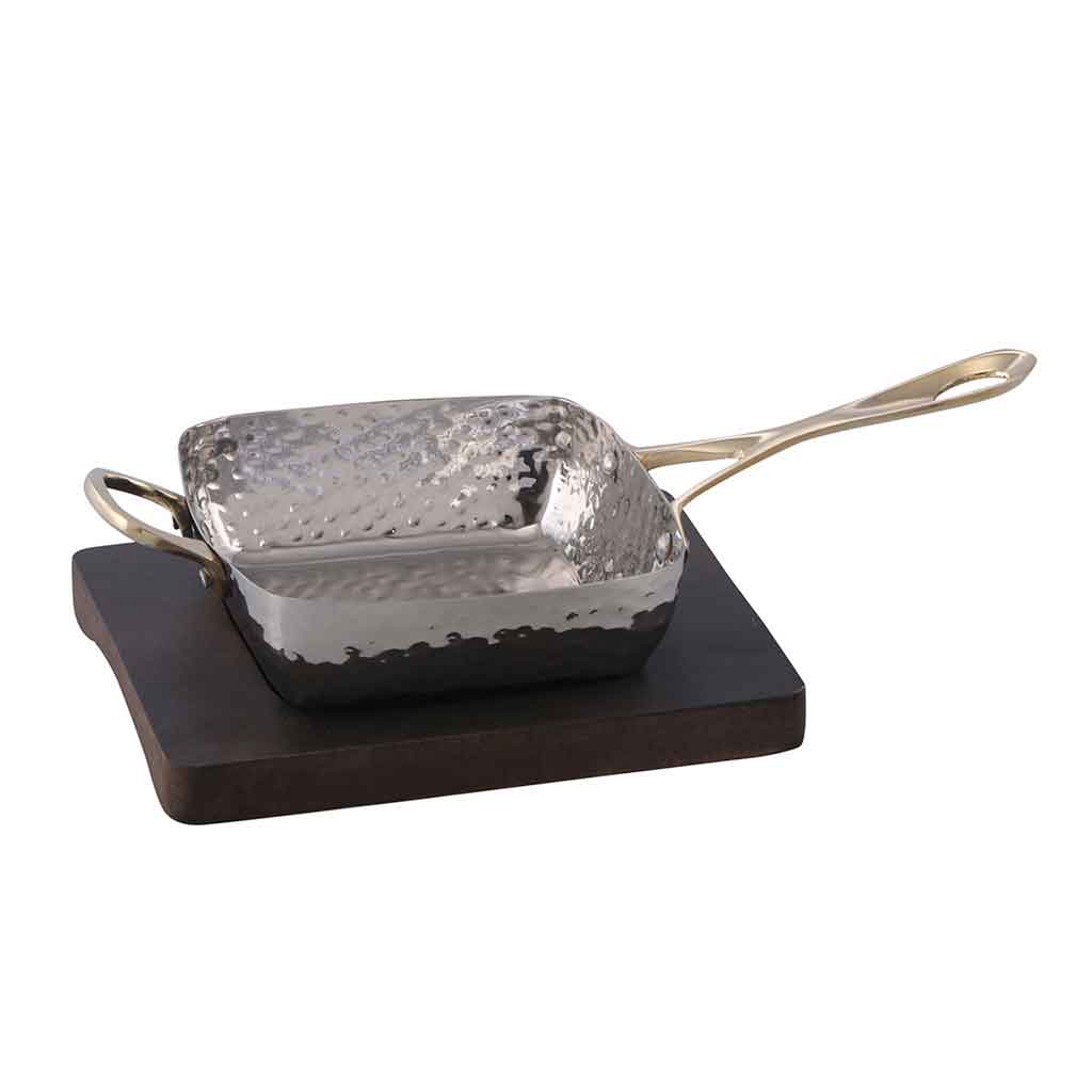 Sartén Con Bandeja De Madera 17X13Cm
