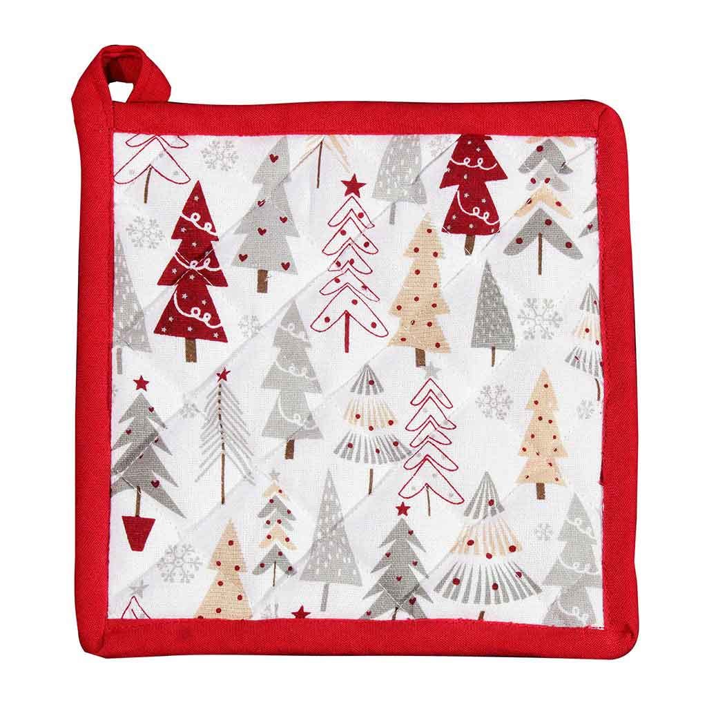 Agarra ollas con estampado de pino navideño 20x20cm