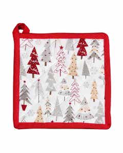 Agarra ollas con estampado de pino navideño 20x20cm