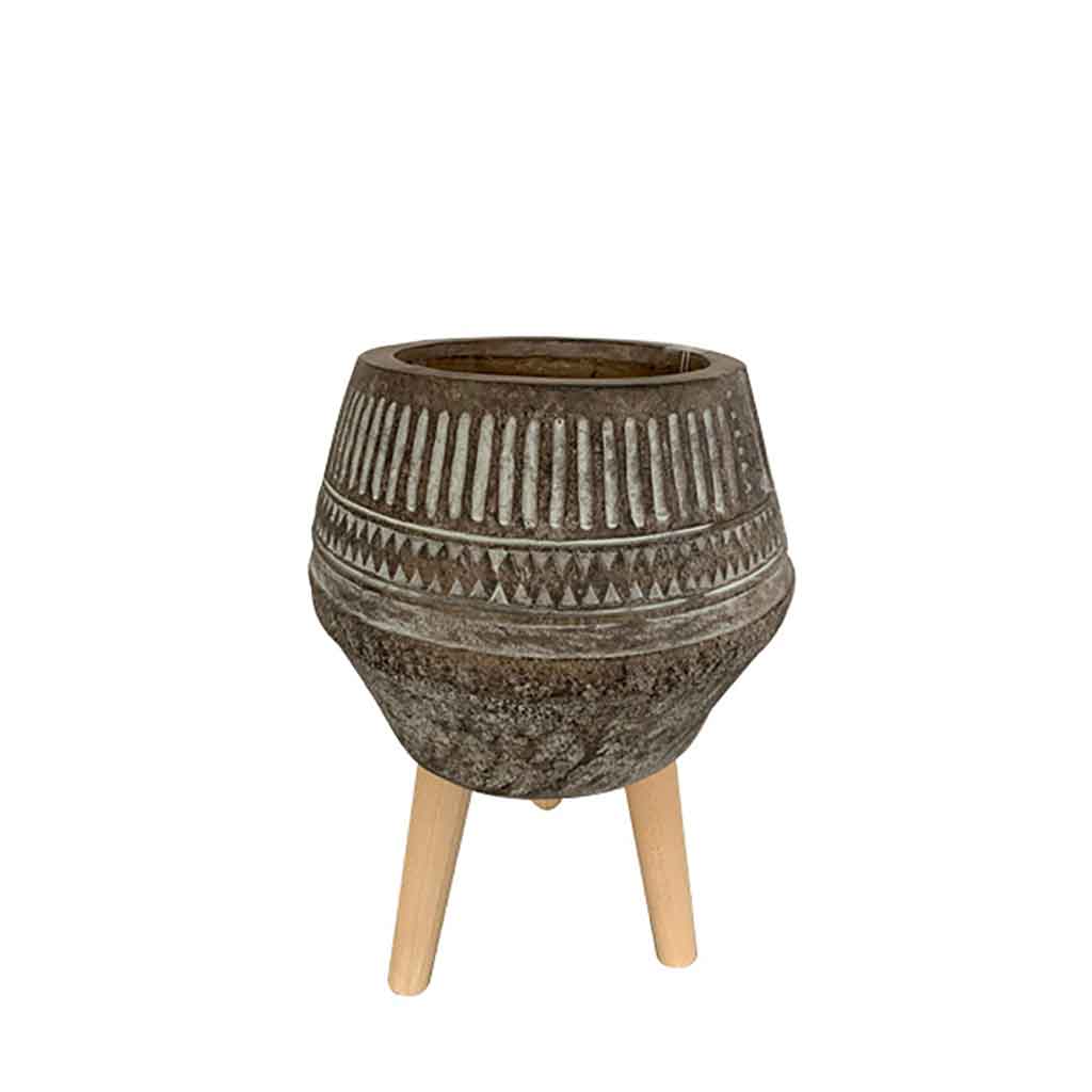 Jarrón ovalado con patas de madera 29X24CM