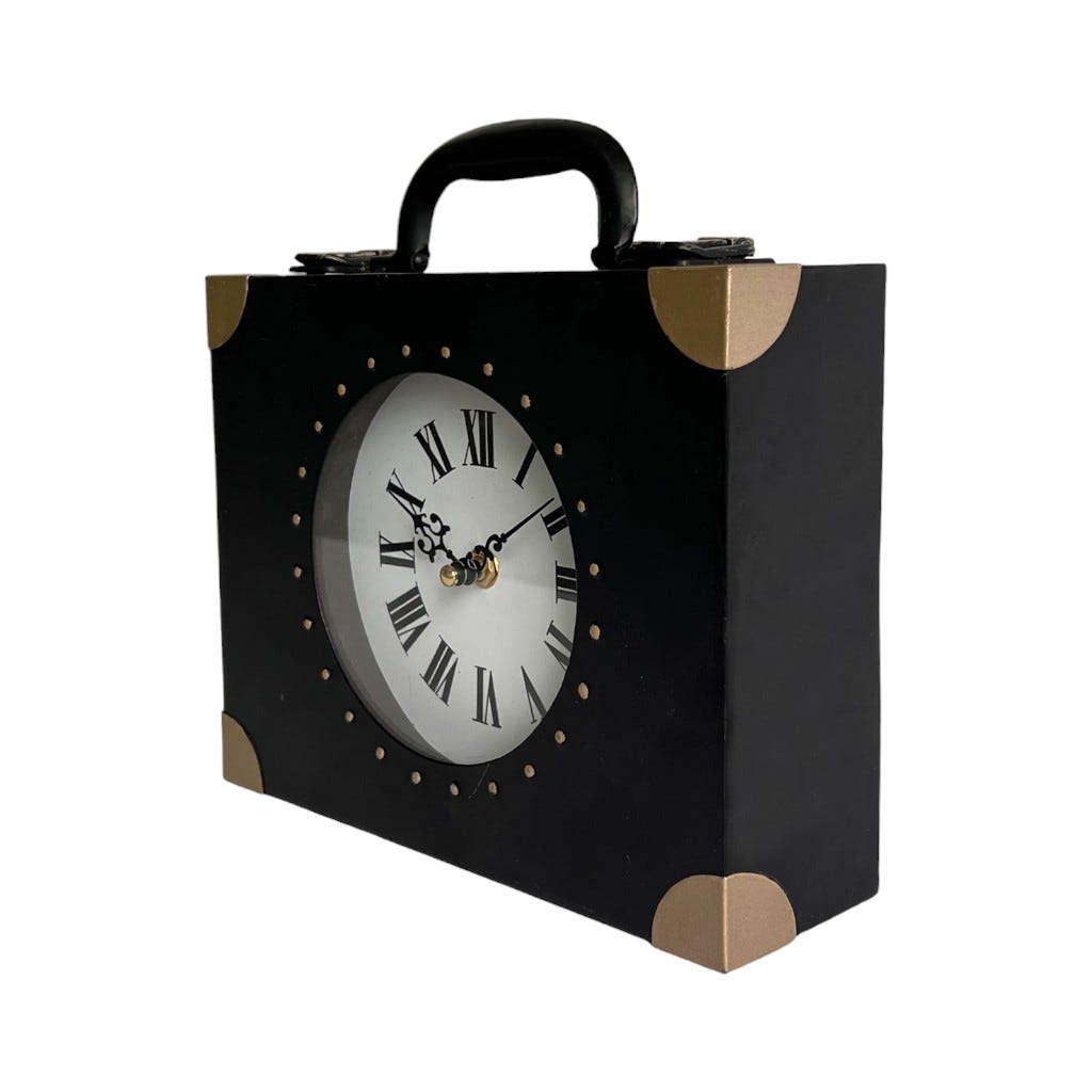 Reloj De Mesa Con Forma Maletín Negro 23X6X23Cm