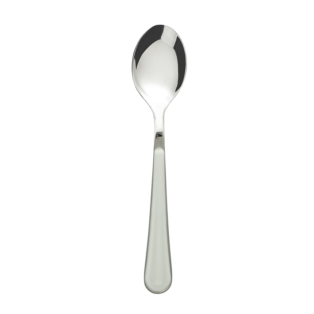 Cuchara de té individual liso con mango blanco