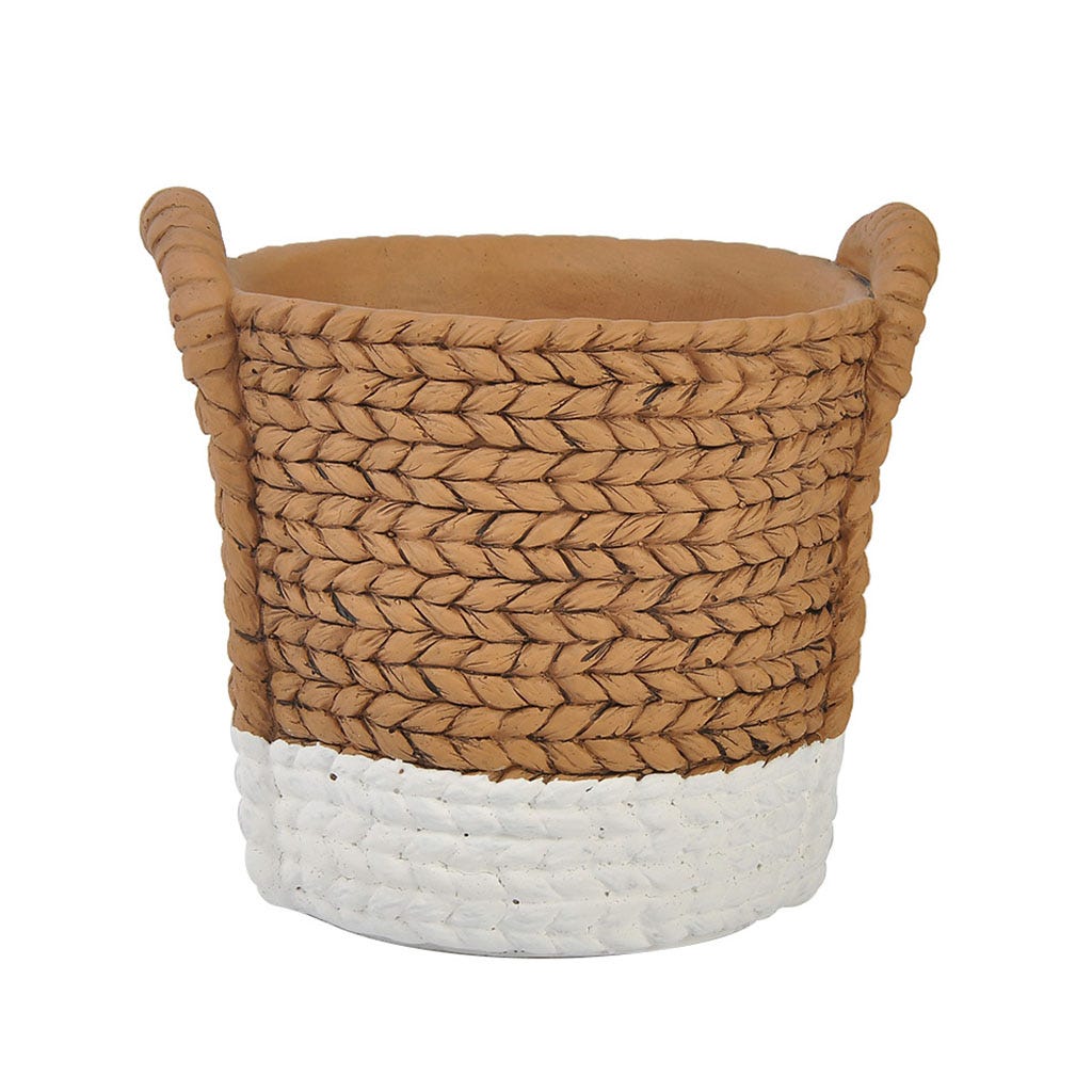 Macetero con diseño trenzado bicolor 21.5X18.5X19.5CM