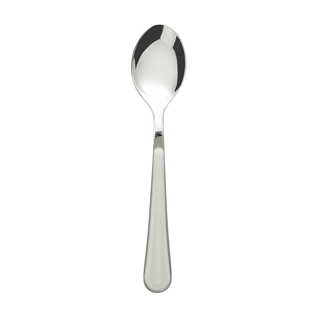 Cuchara de té individual liso con mango blanco