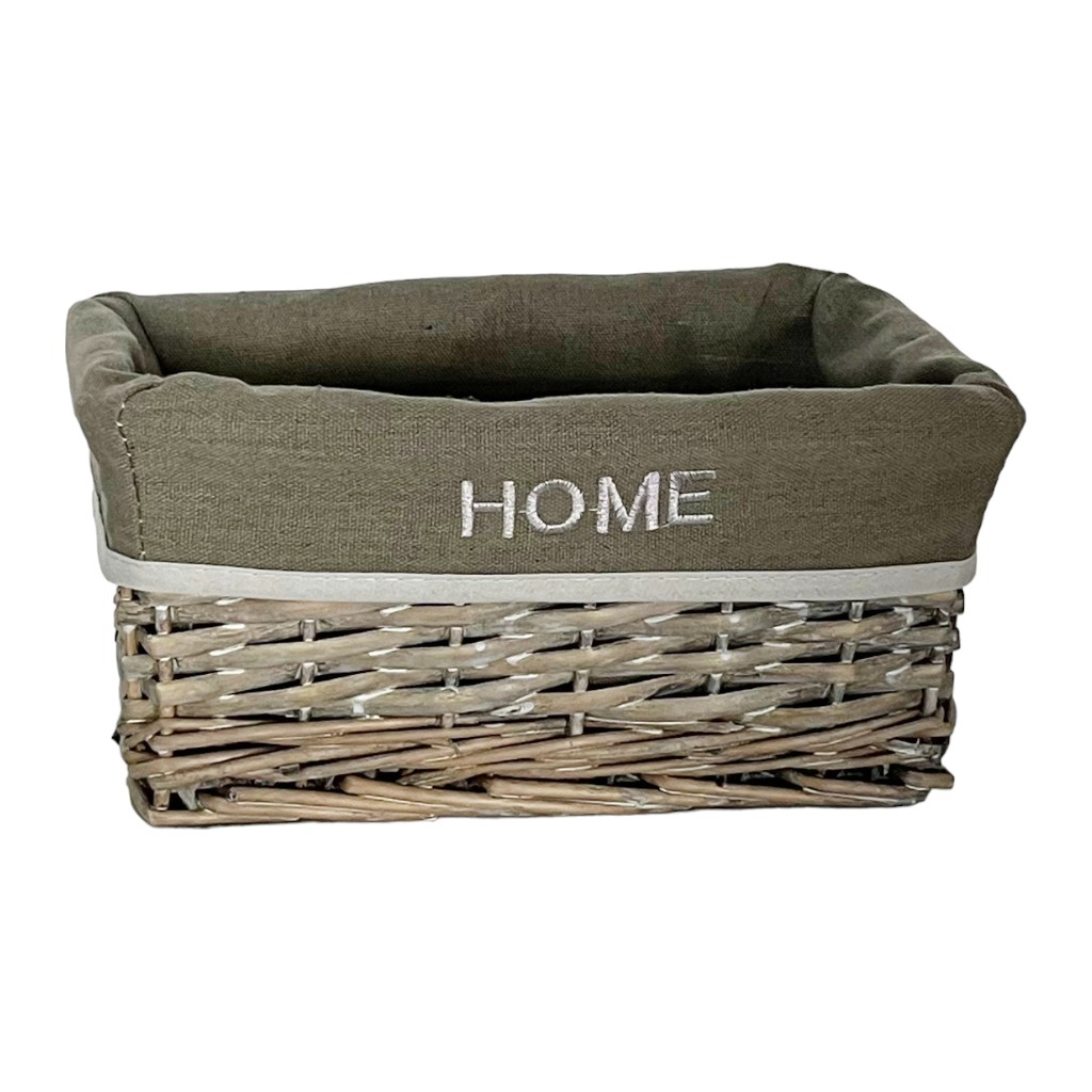 Cesta De Mimbre Con Cubierta De Tela Home 26X16X12Cm