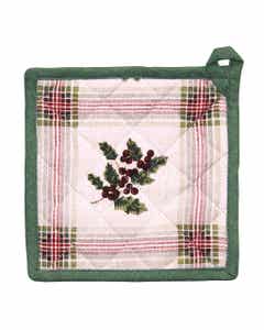 Agarra ollas navideño con estampado de bayas 20x20cm