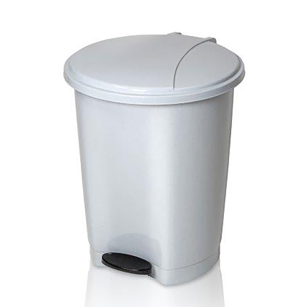 Papelera blanca con pedal negro