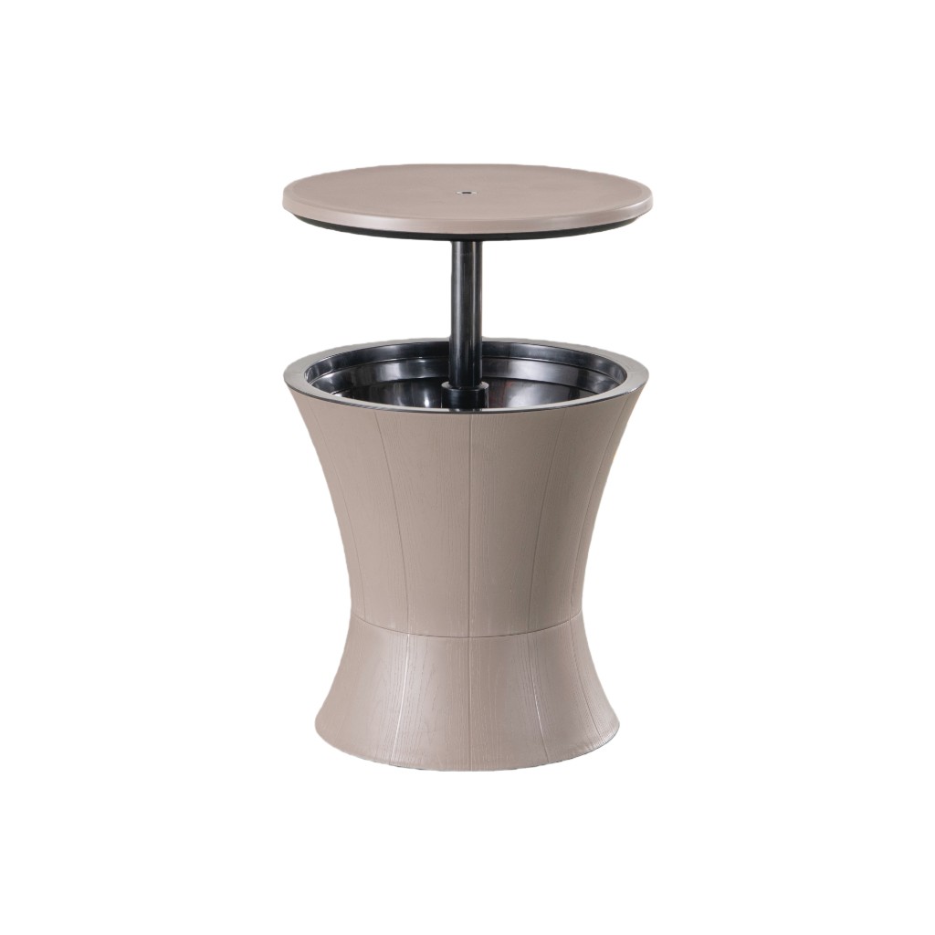 Mesa Auxiliar Mario Con Hielera Integrada Gris 55X55X82Cm