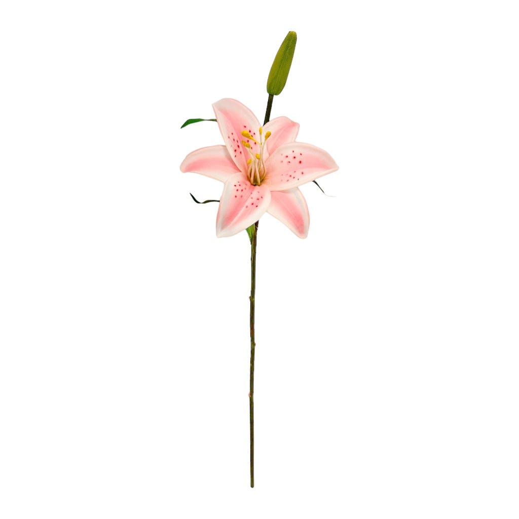 Flor De Lirio Spray Rosa Artificial 61Cm