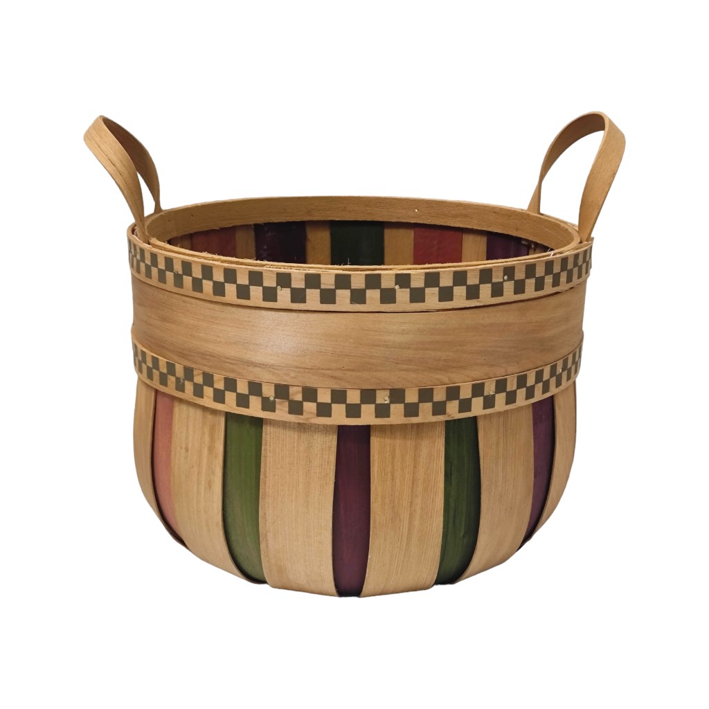 Cesta Colorida De Madera Con Asas 28X19.5Cm