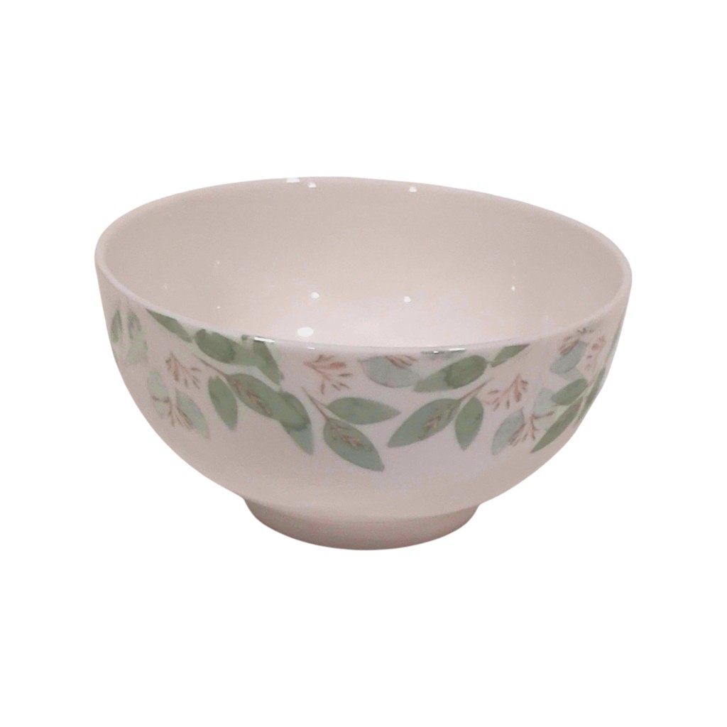 Cuenco Blanco Estampado De Hojas 16Cm