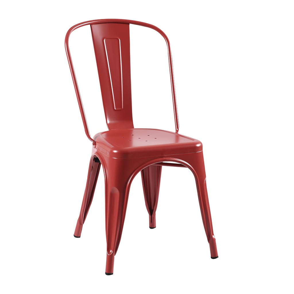 Silla comedor de metal rojo