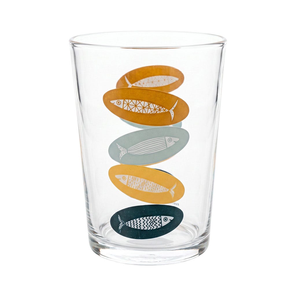 Vaso De Vidrio Estampado De Peces 510 Ml