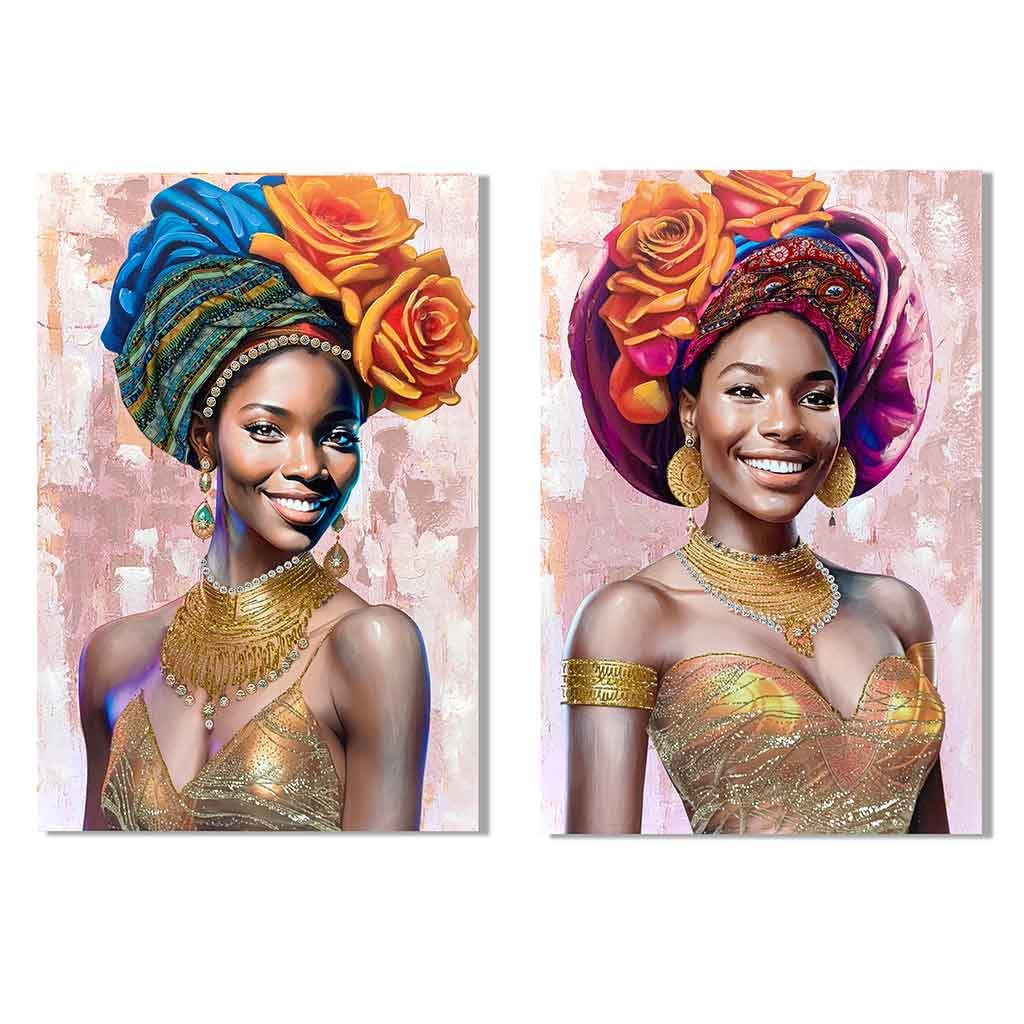 Cuadro Canvas De Mujer Africana Con Turbante 80x3x120cm