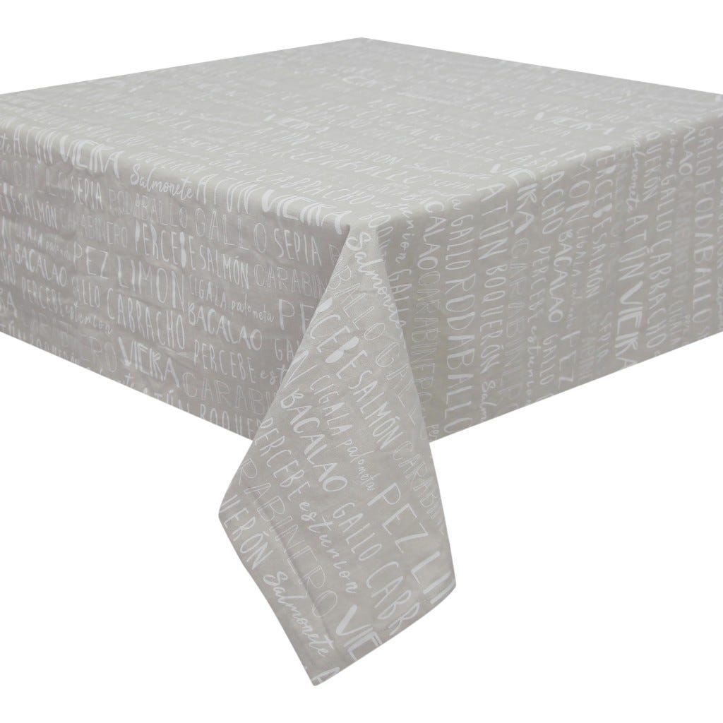 Mantel Gris Con Estampado De Letras 160X280Cm