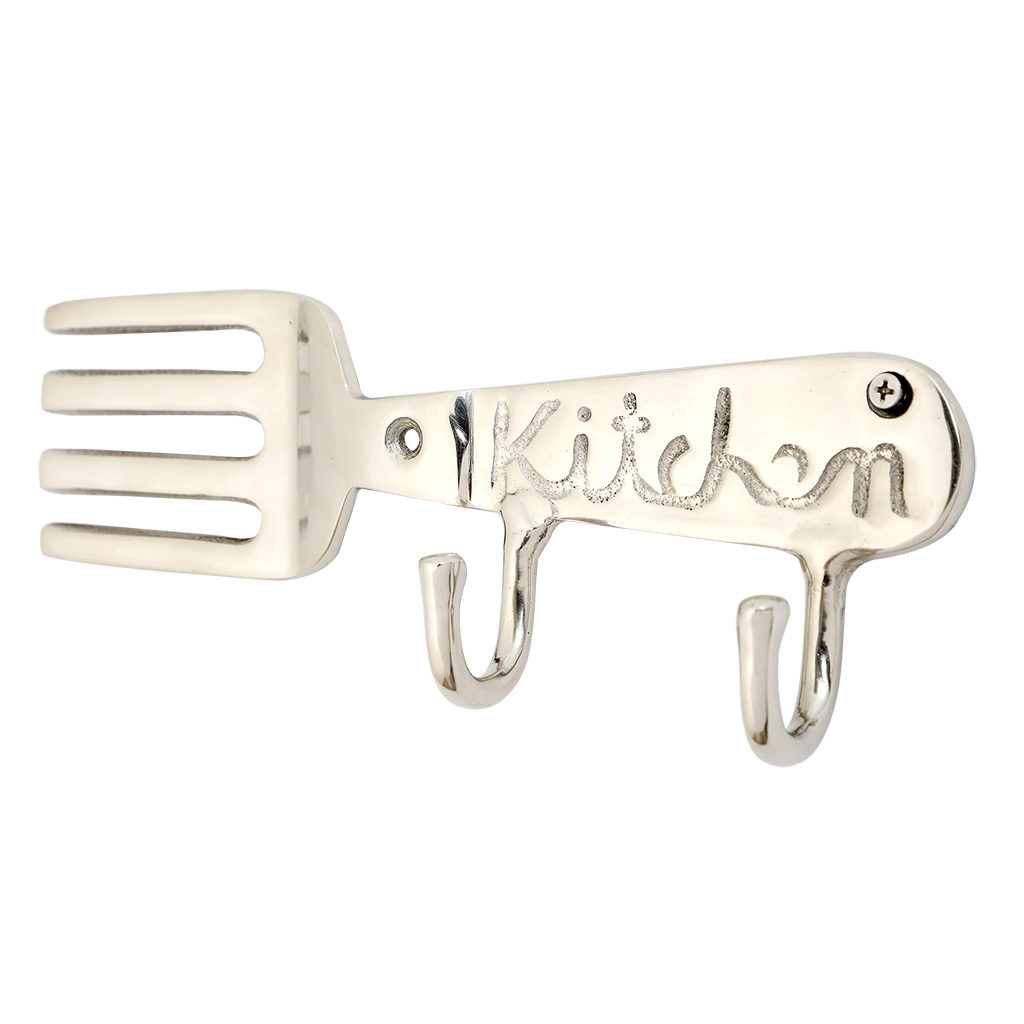 Gancho Plateado Con Forma De Tenedor