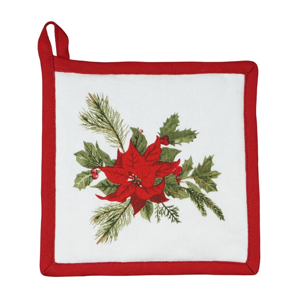 Agarra Olla Estampado De Poinsettia 20x20cm
