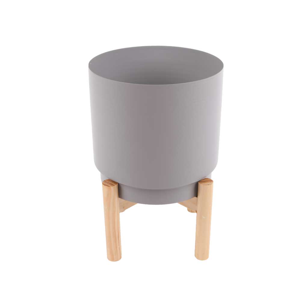 Decorativa Maceta Circular Gris con Patas