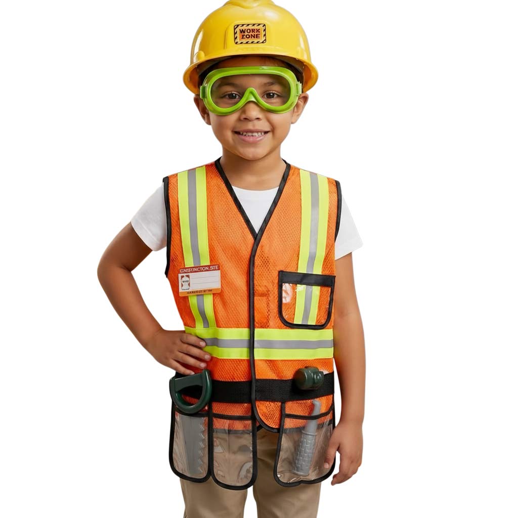 Disfraz Infantil De Construción Con Casco Y Accesorios