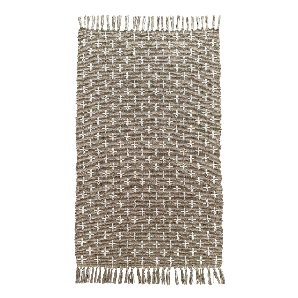 Alfombra Beige Con Flecos 60X90Cm