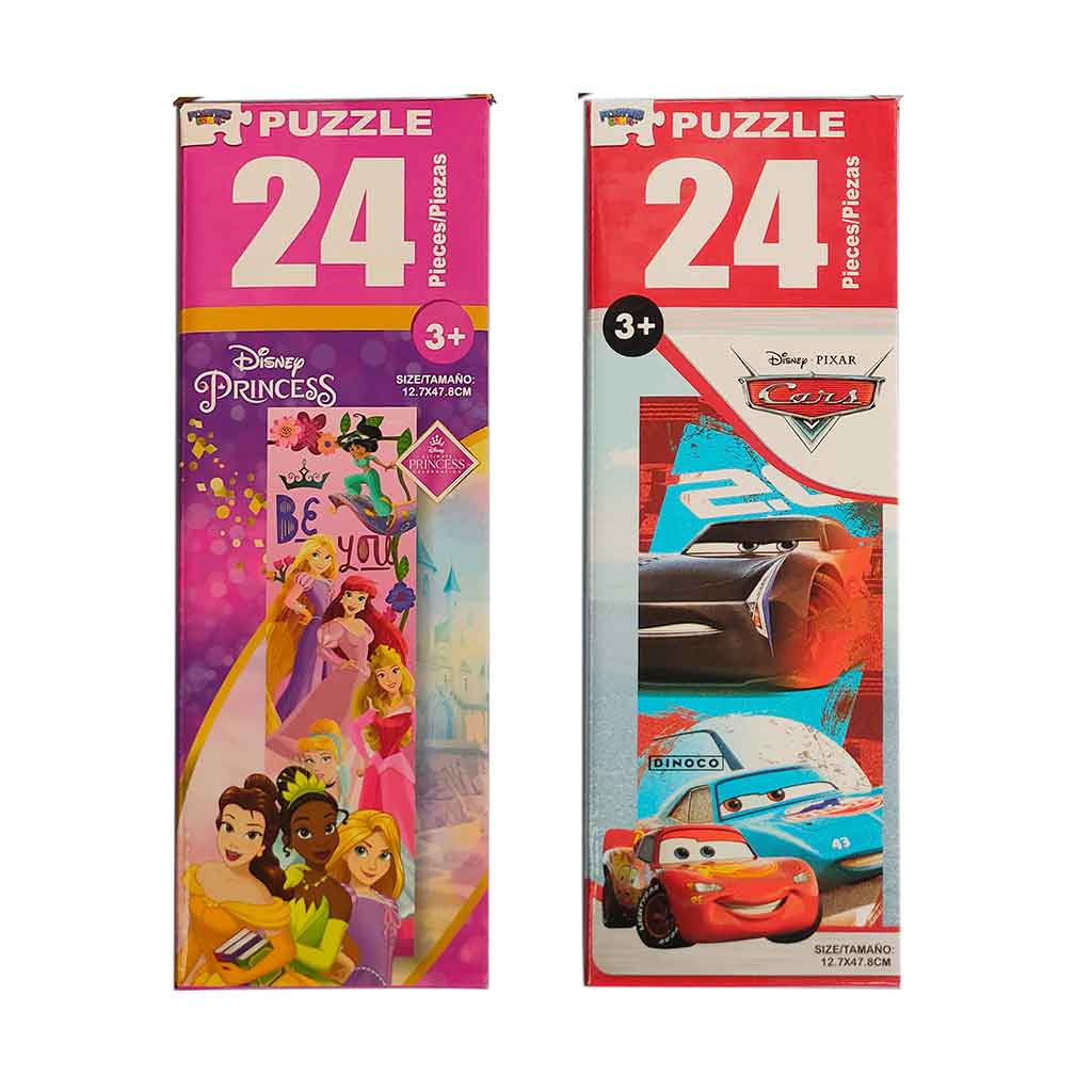 Rompecabezas Display De Princesas & Cars 24Pzs Surtidos