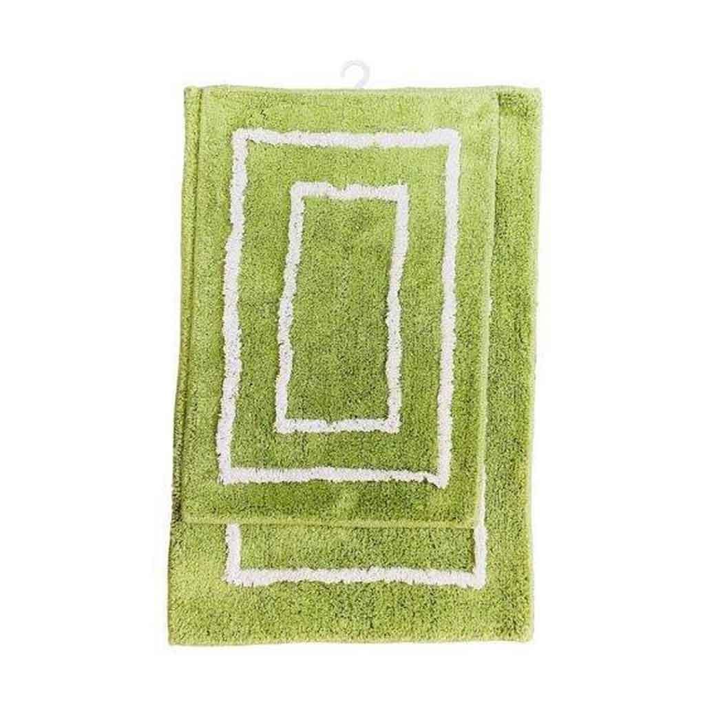 Set De 2 Pcs Alfombra Verde Con Detalles 42X60Cm-52X80Cm