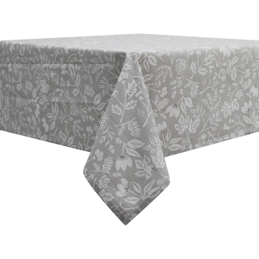 Mantel Gris Con Estampado Floral 160X280Cm
