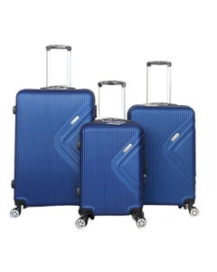 Set De 3 Maletas Abs Navy Con Doble Ruedas