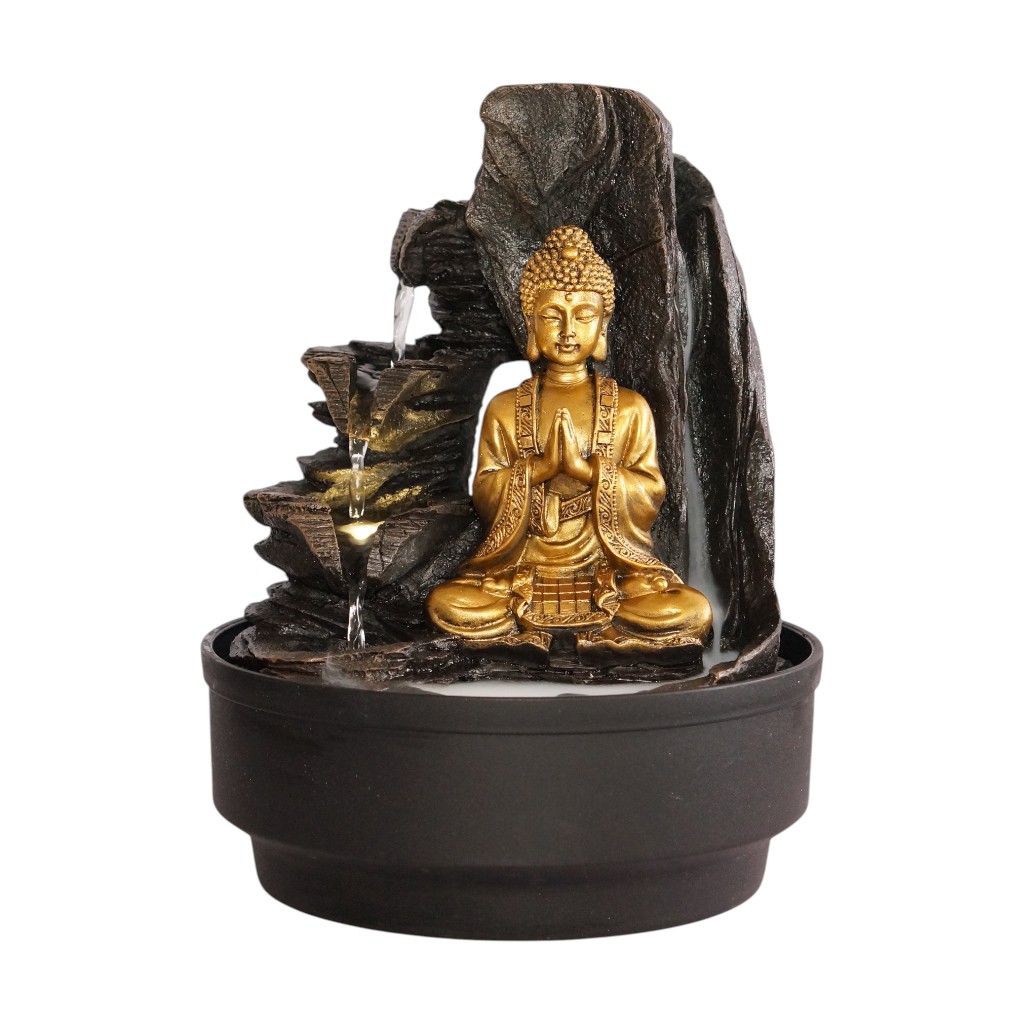 Fuente Decorativa Con Buda Dorado 21.5X27Cm