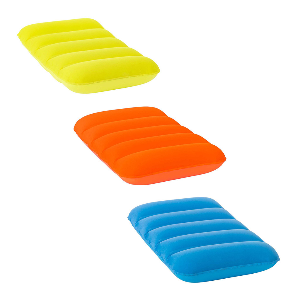 Almohada inflable flocada bestway surtidas amarillo, naranja y azul