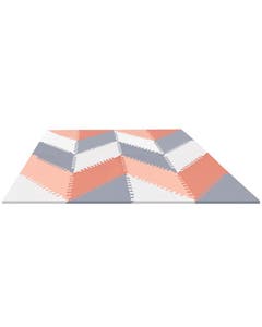 Tapete De Juego Con Diseño Geométrico En Gris Y Durazno
